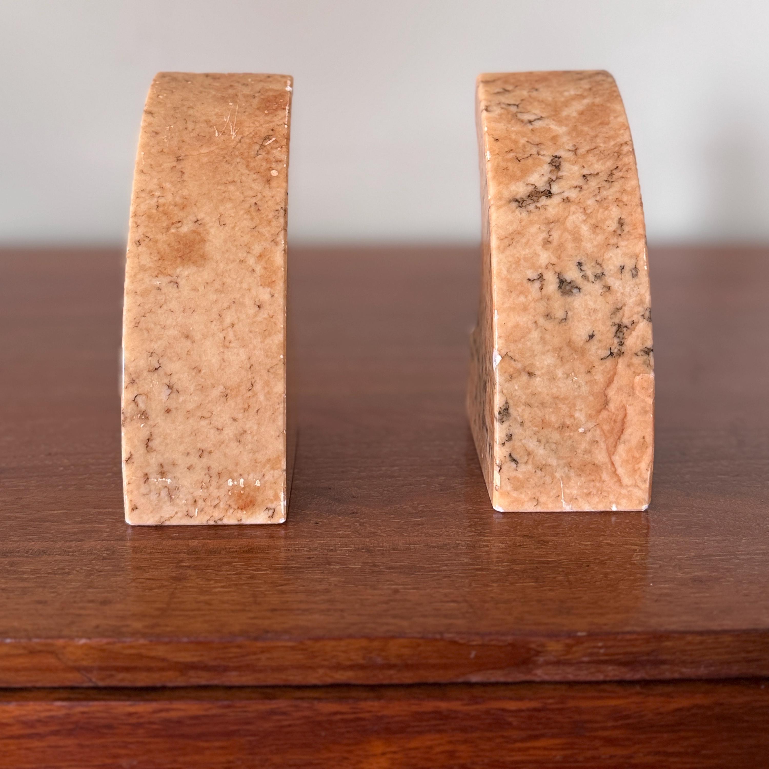 ヴィンテージ花崗岩のブックエンド - モダンなアーチデザイン、ミッド