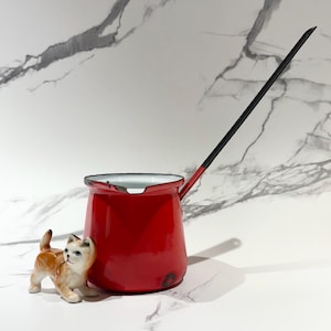Vintage Enamelware Coffee Warmer or Ladle - Red Enamelware