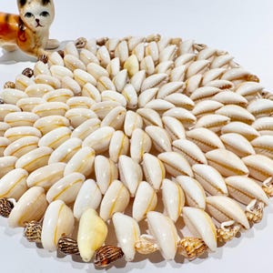 Vintage 6&quot; Cowrie Seashell Trivet