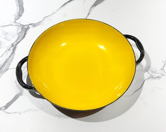 Vintage gele geëmailleerde koekenpan - Huta Silesia, Polen