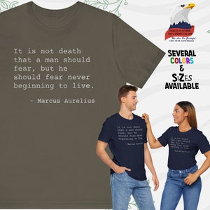 Never Beginning to Live Tee Wisdom Apparel Stoic Shirt Aurelius Seneca Epictetus Inspirational Motivational Quote Tee Stoic Everyday T-Shirt