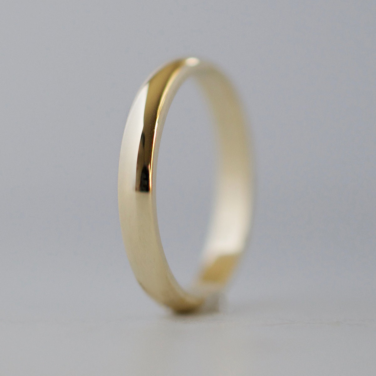Mens 18K White Gold Edged Half Round Wedding Band 2MM