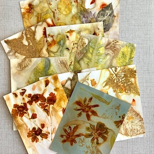 Eco Printed Paper Pack #13 - 10 Pages- Watercolor Paper-Flower Prints -For Mixed Media - Collage - Junk Journal - Card Making - Scrapbooking