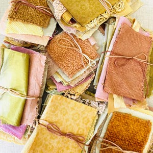 Naturally Dyed Vintage Fabric Swatch Bundles - 20 pc per bundle