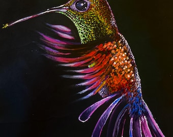 原画　ハチドリ　動物画　絵画　アクリル画　現代アート　細密画　手描き　一点物 Amazon.co.jp: 原画 馬 絵 絵画 動物画 肉筆画 アクリル画 現代