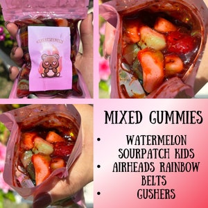 Chamoy mixed candy, Dulces enchilados, Mexican snacks, anillos de durazno chamoy, Spicy candy treats, sweet and spicy party treats