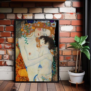 母と子へのギフト グスタフ・クリムト キャンバス、グスタフ・クリムト ウォールアート、額入りキャンバス絵画、すぐに掛けられるコピー