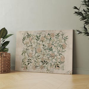 Botanical Textile Print On Hanging Canvas, Vintage Botanical Art, Botanical Textile Art, Large Wall Art, Modern Wall Hanging