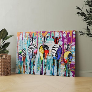 Banksy Zebra Art - Colorful Zebra Wall Decor - Abstract Oil Painting - Animal Prints - Zebra Abstract Canvas - Unique Home Art