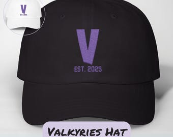 Valkyries Dad Hat: Embroidered Basketball Cap, Purple 'V' Design