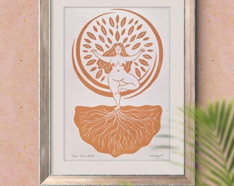 Get Grounded - Yoga and Meditation Lino Print Wall Art