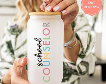 Gift for School Counselor, Personalized 40oz Cup With Handle, Counselor Gift, School Counselor Cup, Floral School Counselor,