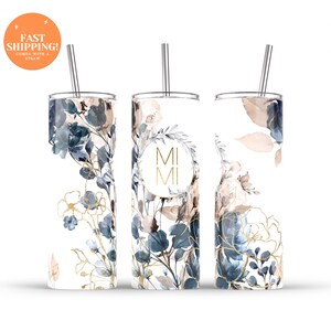 Mimi Gift: Custom 20oz Floral Tumbler with Straw