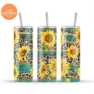 Gift for Mom, 16oz Tumbler with Straw, Rustic Sunflower and Leopard Design, Insulated Travel Mug, Farmhouse Style Gift