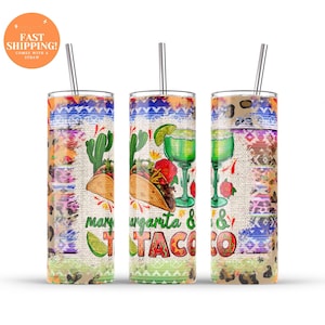 Margarita & Taco Stainless Tumbler: Tequila Gift for Mom