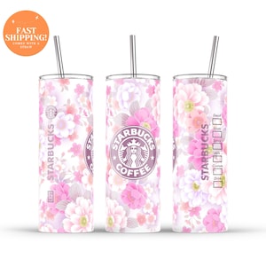 Floral Starbucks Tumbler: Personalized Cherry Blossom Insulated Cup