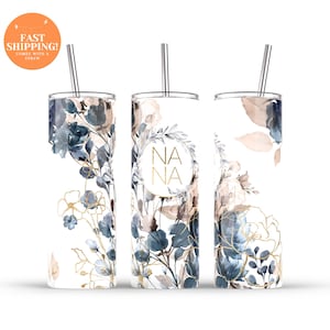 Floral Watercolor Tumbler for Nana: Custom Insulated Travel Mug