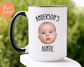 Personalized Aunt Mug: Custom Baby Photo Gift, Auntie Design