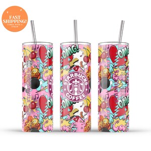 Pop Art Cherry Starbucks Tumbler: Personalized 20oz Coffee Tumbler