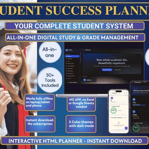 Student Success Planner 2027 | HTML Interactive Back to School Organiser | Assignment Tracker | Study Planner | Browser No App Needed