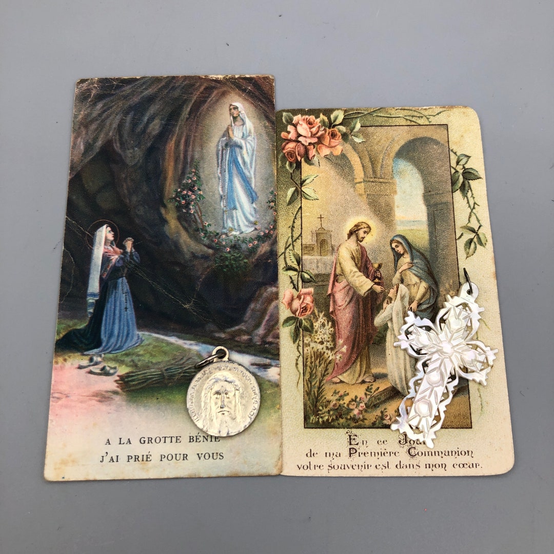 Vintage French Religious Ephemera Token and Pierced Mother of Etsy