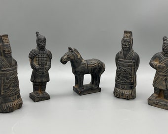 Vintage Terracotta Warriors and Horse Figures