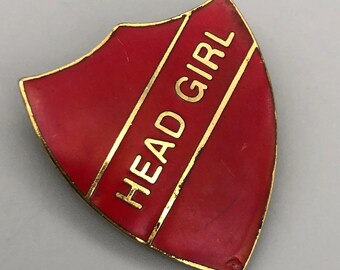 Vintage Enamel Head Girl Pin Badge