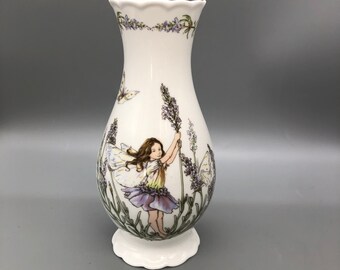 Vintage Flower Fairy Lavender Vase 1986 Border Fine Bone China