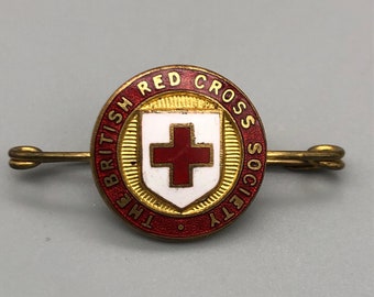 Vintage Enamel British Red Cross Gaunt Lapel Pin Badge