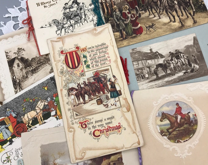 Collection of Antique Greetings Cards Featuring Horse and Hunting Scenes Etsy