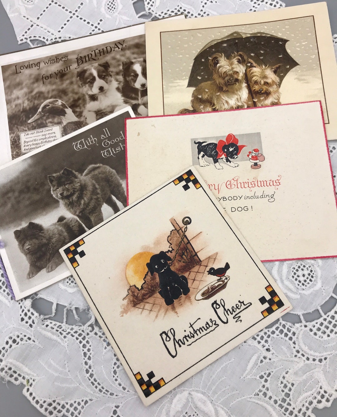 Collection of Antique Greetings Cards With Dogs Etsy