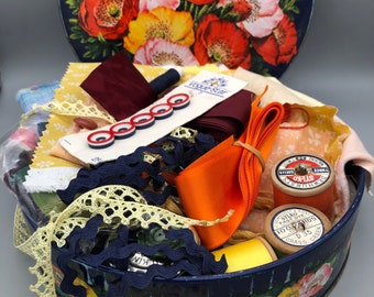 Slow Stitch Supplies in Fabulous Vintage Poppy Tin