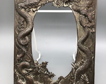 Vintage Cast White Metal Dragon Frame Front