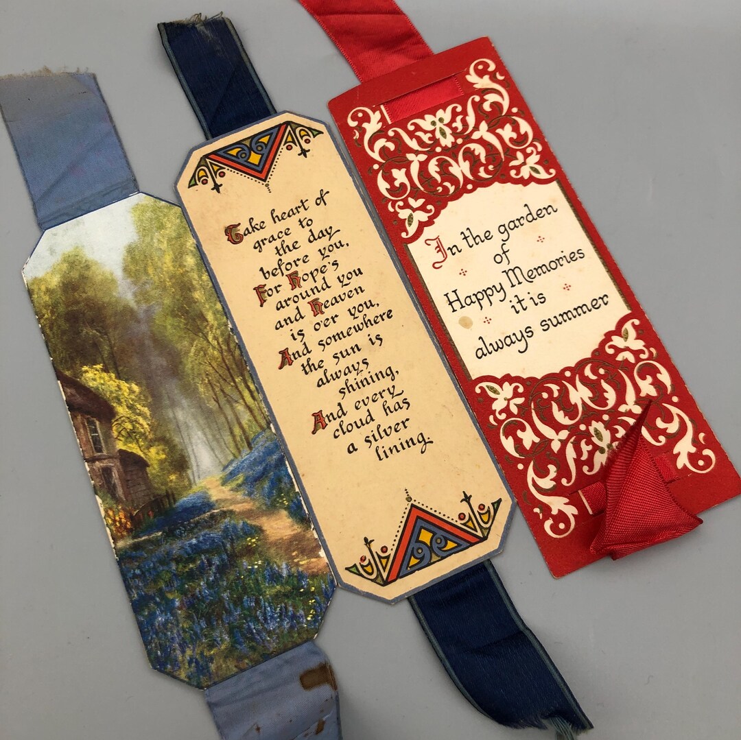Vintage Bookmarks on Ribbon - Etsy