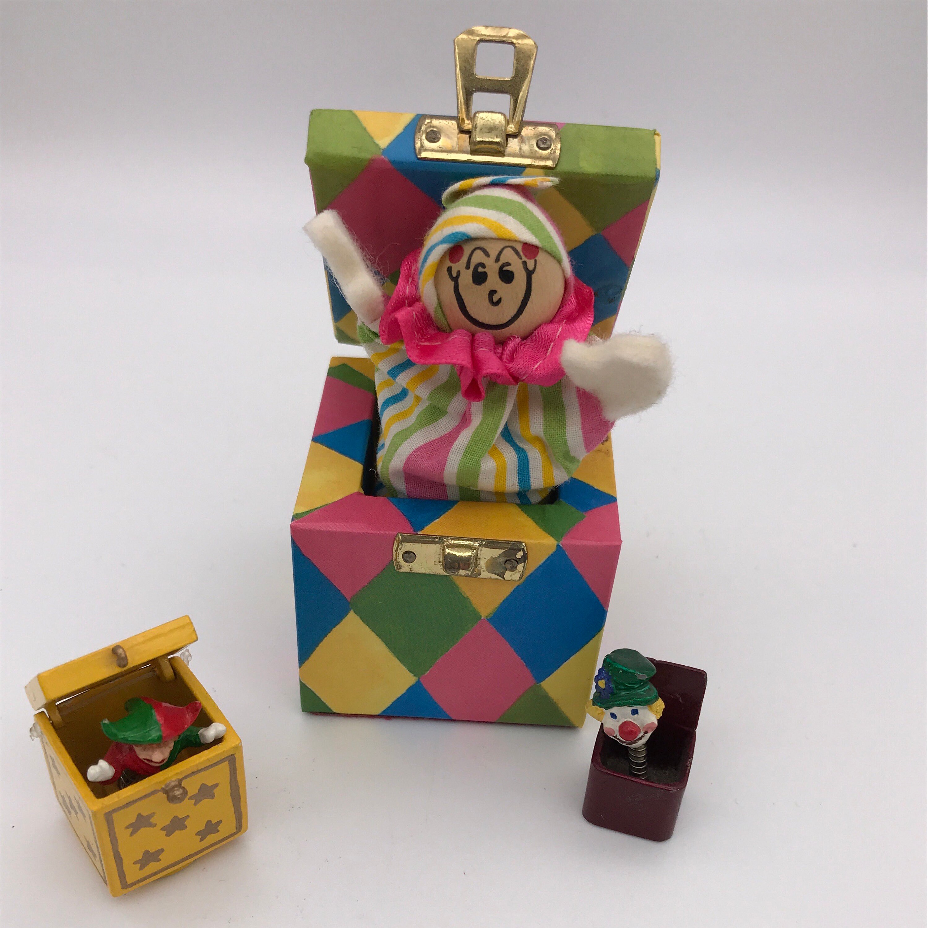 Collection of three vintage miniature Jack in the box two Etsy
