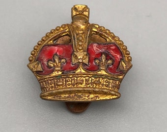 Attractive Enamel Crown WWII Home Front and Army Badge by Stratton