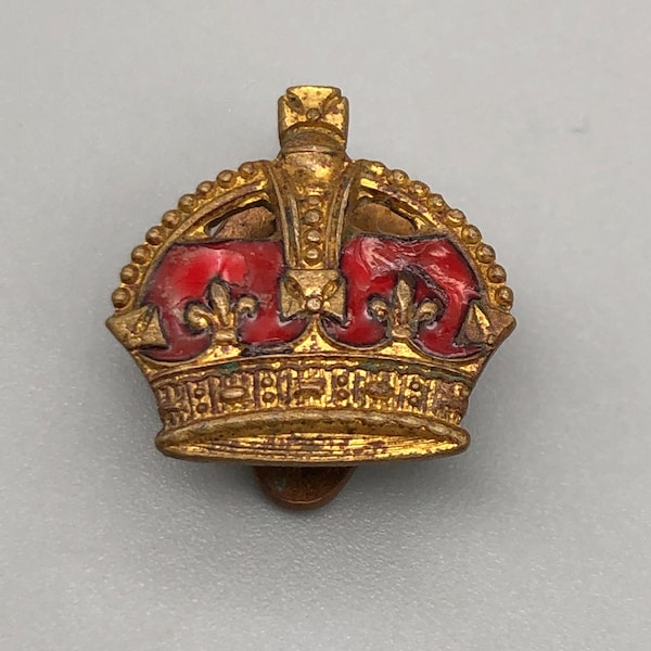 Attractive Enamel Crown WWII Home Front and Army Badge by Stratton