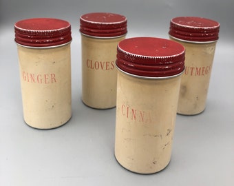 Vintage Aluminium Spice Canisters