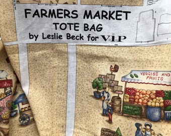 Fabric Farmers Market Tote Bag Sewing Panel by Leslie Beck