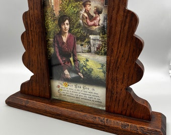 Wooden Art Deco Frame with 1930's Wartime Postcard