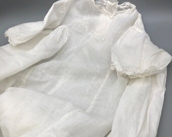 Beautiful Vintage White Lawn Embroidered Baby Gown or Petticoat