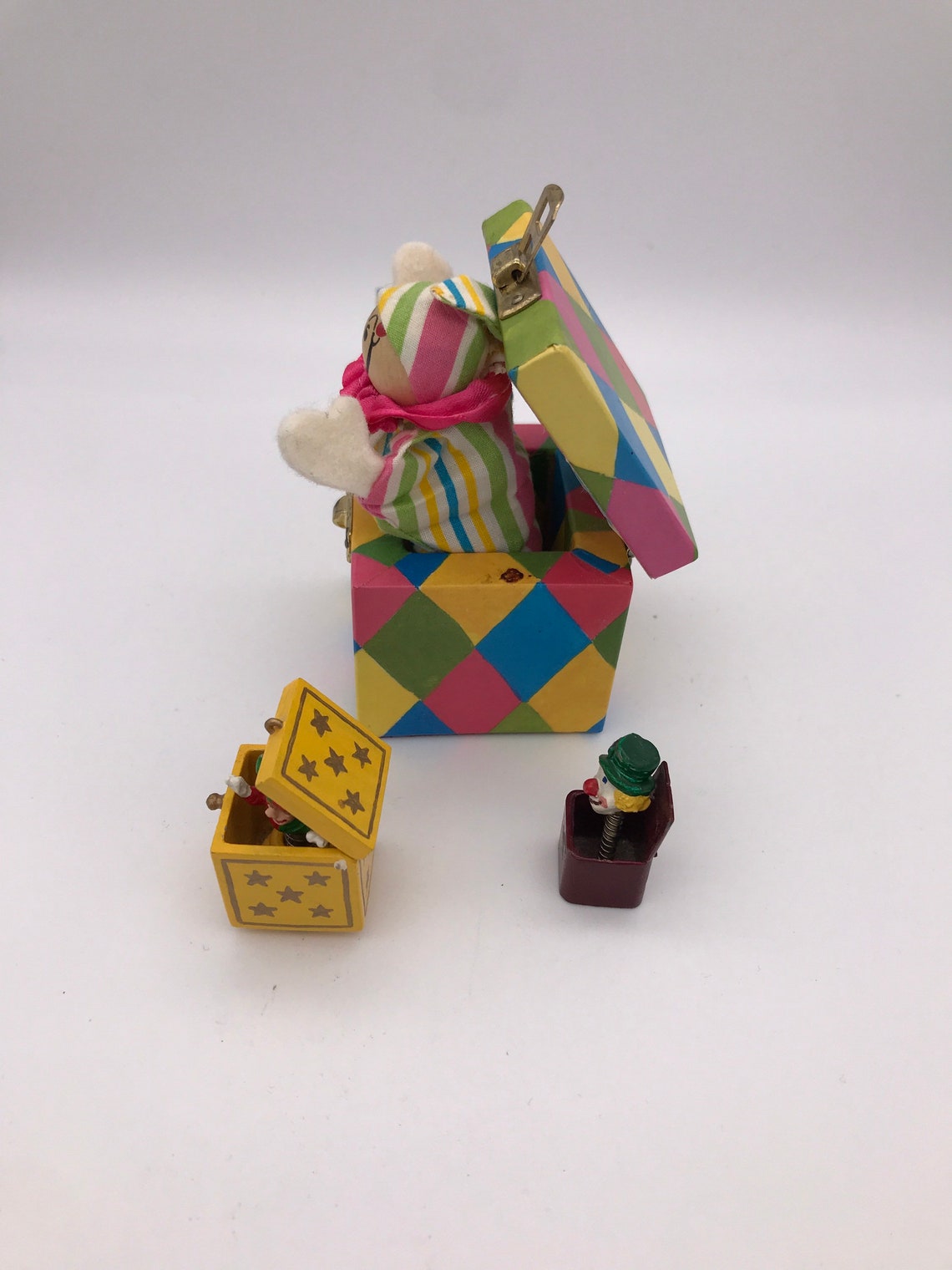 Collection of three vintage miniature Jack in the box two Etsy