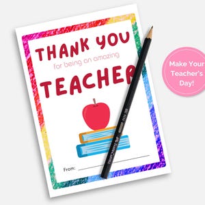 Teacher Appreciation Card Perfect voor de laatste schooldag! / Leuke eindejaarsschatten die kinderen graag uitdelen! !!DIGITALE DOWNLOAD!!
