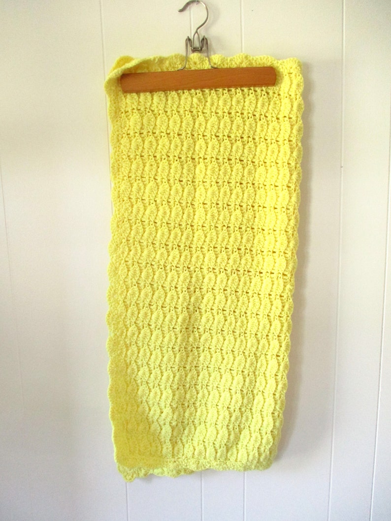 Vintage Afghan Vintage Blanket Yellow Crochet Lap Blanket Baby Blanket image 6