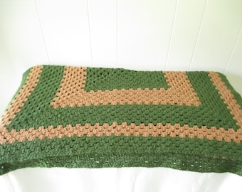 Vintage Afghan Blanket 1970s Blanket Lap Blanket Crochet Afghan Square Retro Decor Hippie Chic Boho Decor