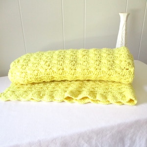 Vintage Afghan Vintage Blanket Yellow Crochet Lap Blanket Baby Blanket image 1