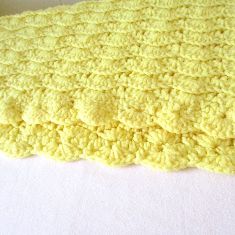 Vintage Afghan Vintage Blanket Yellow Crochet Lap Blanket Baby Blanket image 5