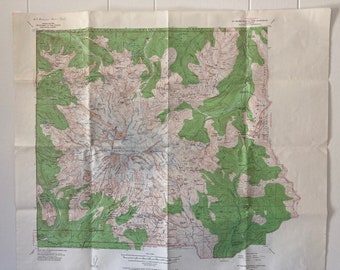 Vintage Map United States Geological Survey Map Antique Mt. Rainier National Park Map 1955 Map