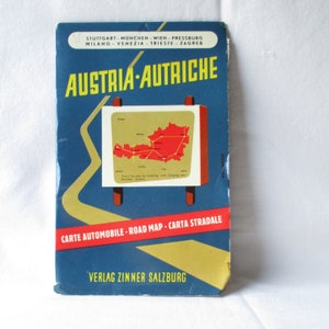 Vintage Austria Road Map: Colorful Folding Travel Map