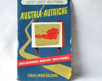 Vintage Map Austria Map Road Map Folding Map